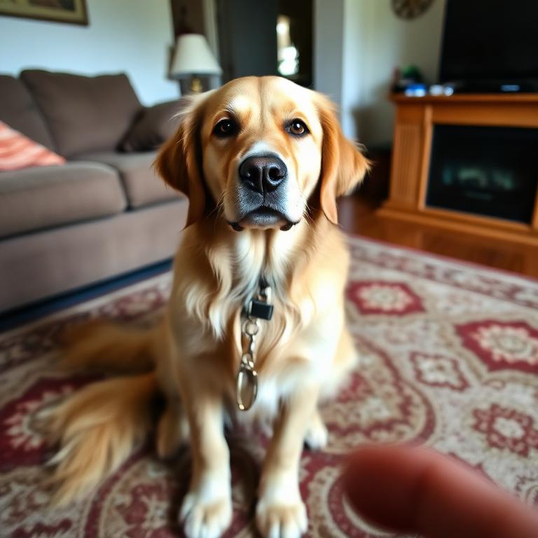 Original phone photo of a golden retriever